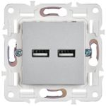 SKANDY Розетка USB A+A 3,1А SK-R15S серебряный IEK