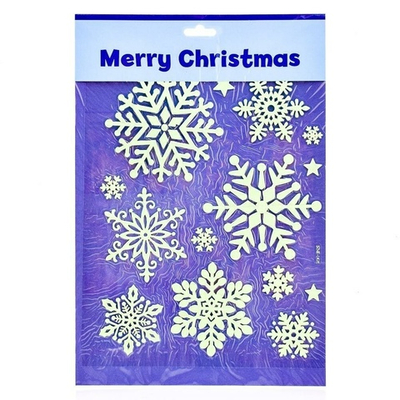 Наклейка новогодняя светящаяся18.5*27.5 см, микс, пакет