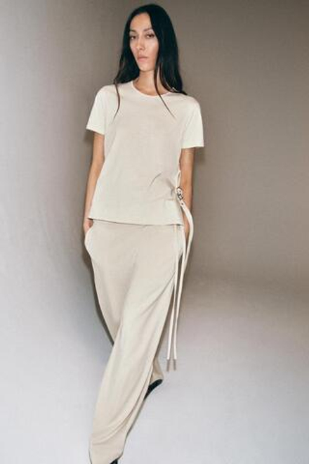 ZARA БРЮКИ ПРЯМОГО КРОЯ НА ШНУРКЕ, БЕЖЕВЫЙ