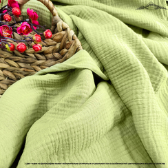 Муслин двухслойный гладь. цв.Оливковый | ш.135 см | 120 г/м² | хлопок-100%