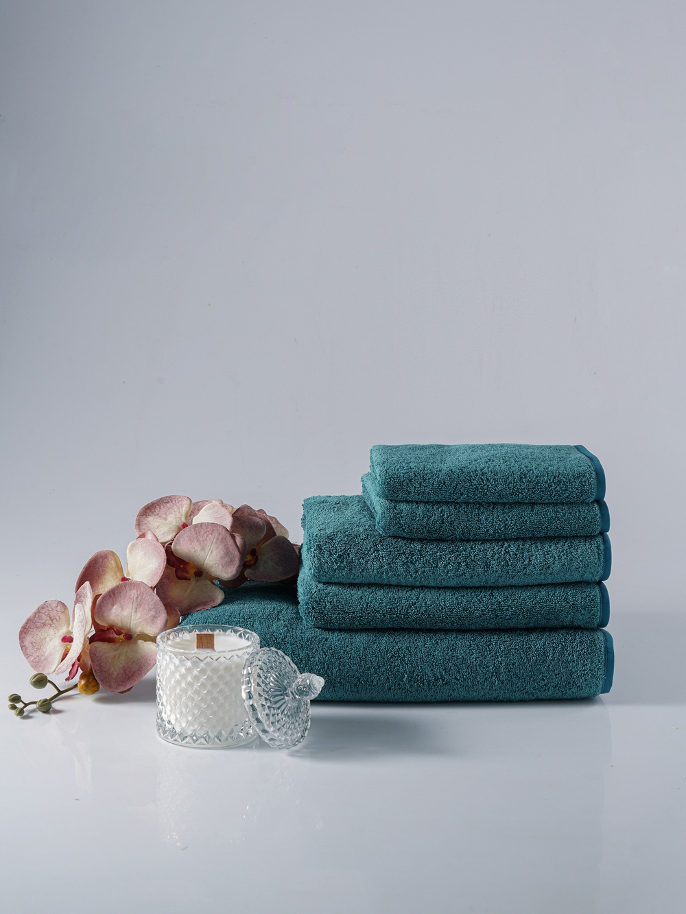 Набор полотенец 5шт Claire Batiste Atelier Ile бирюзовый темный