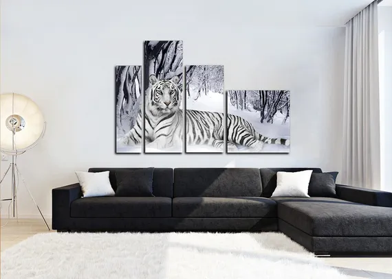 Модульная картина "Белый тигр"