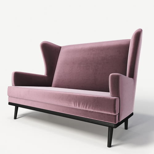 Диван с ушами на высоких ножках Фантазёр Z-9 (Светло-розовый) для гостиной, кафе, ресторана, салона красоты и прихожей.