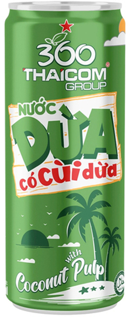 Напиток сокосодержащий Thaicom360 Кокoсовая вода с мякотью негазированный 0.32 - банка