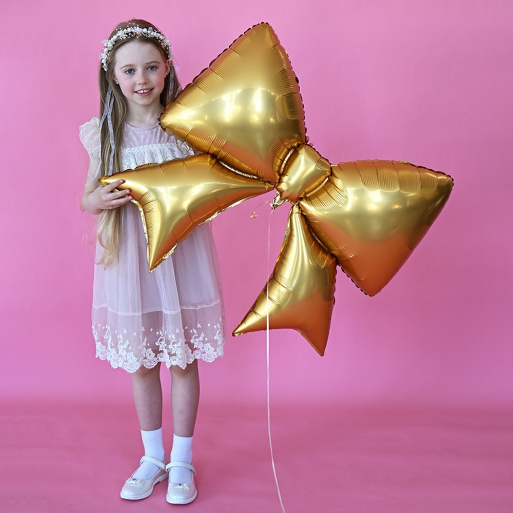 Фольгированный шар-фигура «Бант» в золотом цвете, сатин, 99 см