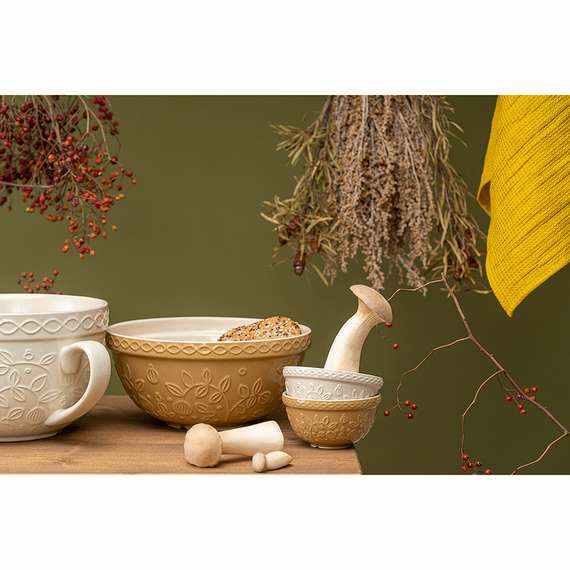 Набор из 4 пиал кремового/бежевого цветов с рельефным узором Ягоды Тайги из коллекции russian north, 130мл