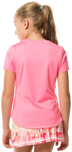 Футболка для девочки теннисная Lucky in Love Core Dynamic High-Low S/S Girls - Розовый