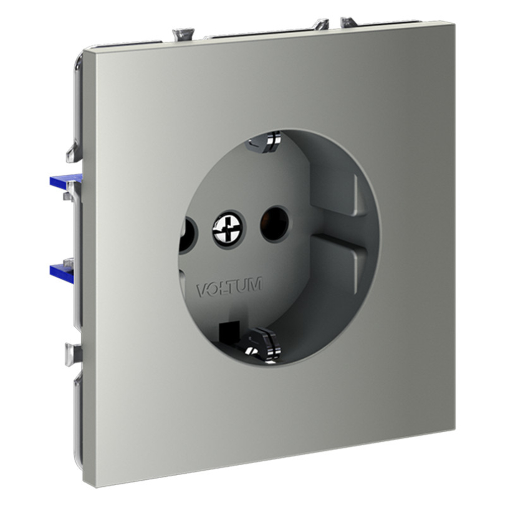 Розетка встраиваемая VOLTUM S70 с заземлением 16А, (сталь)