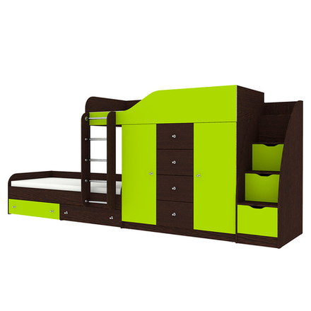 Кровать двухъярусная КарИВи Астра 6 с лестницей Комод КарИВиом Венге Лайм