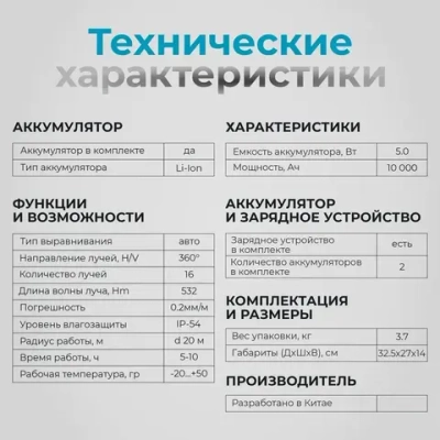 Лазерный уровень 4D 16 лучей 360, нивелир Makita / Макита, с LED-экраном портативный