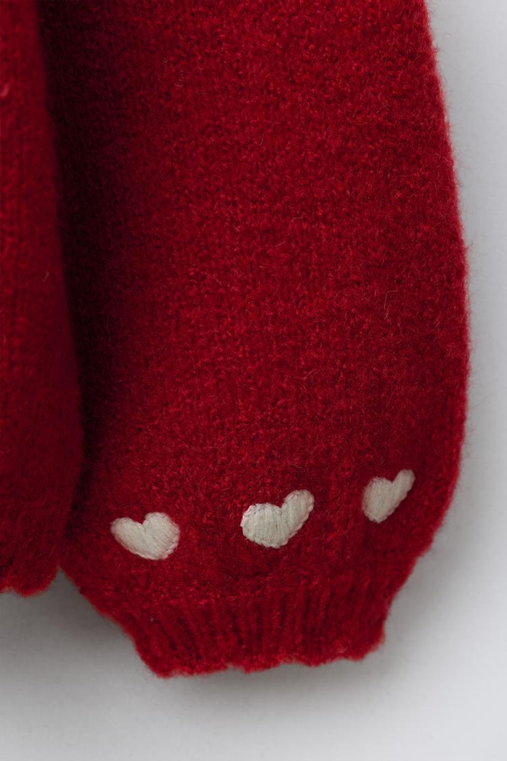 ZARA ВЯЗАНЫЙ СВИТЕР С ПРИНТОМ «ОЛЕНЬ», КРАСНЫЙ