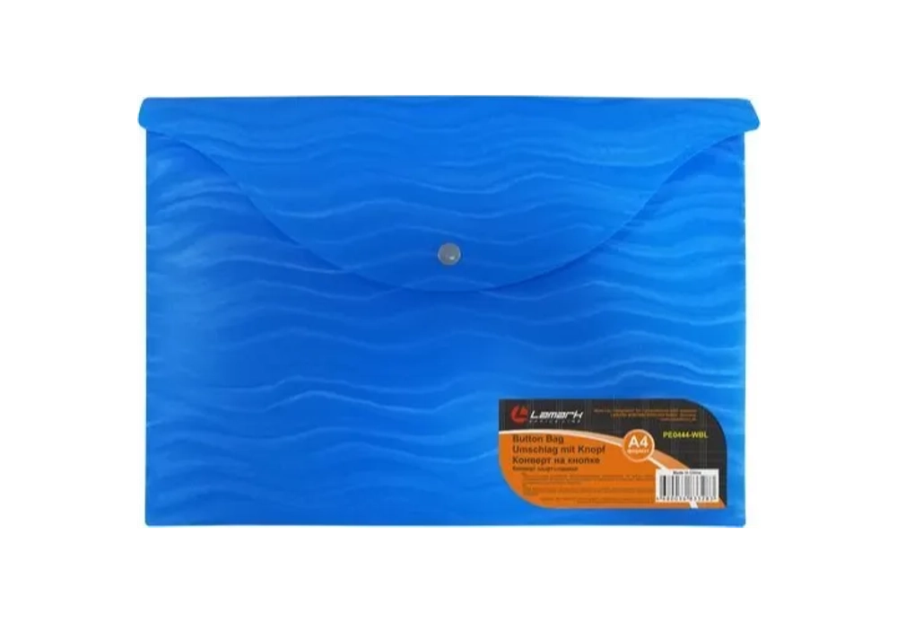 Папка на кнопке А-4 Lamark 0.4 Волна фактур. синяя PE0444-WBL