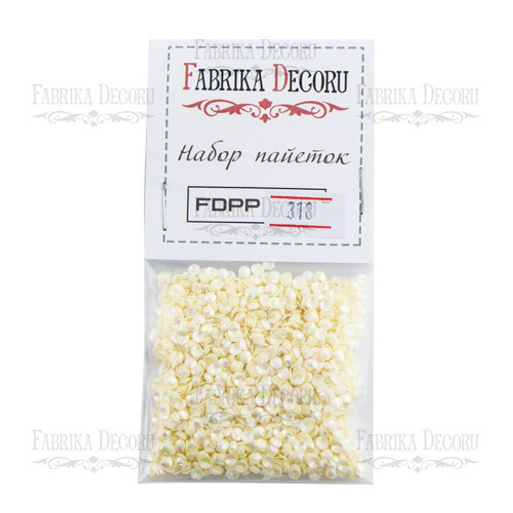 Набор пайеток №318, 4 мм, бежевый цвет, Fabrika Decoru