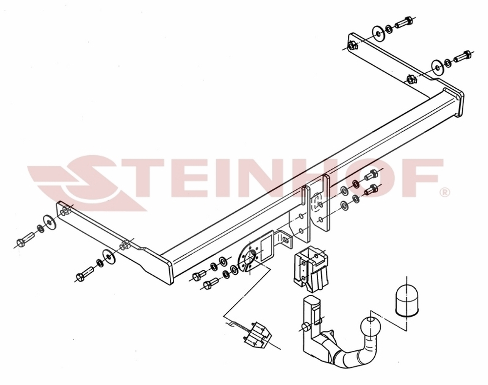 Фаркоп Steinhof S-356 для Skoda Yeti 2WD/4WD 08/2009-(паспорт и сертификат в комплекте)(без электрики)