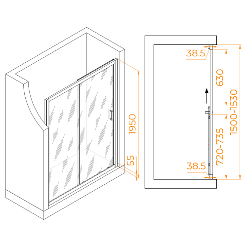 Душевая дверь RGW PA-016B (Прозрачное, 1500)