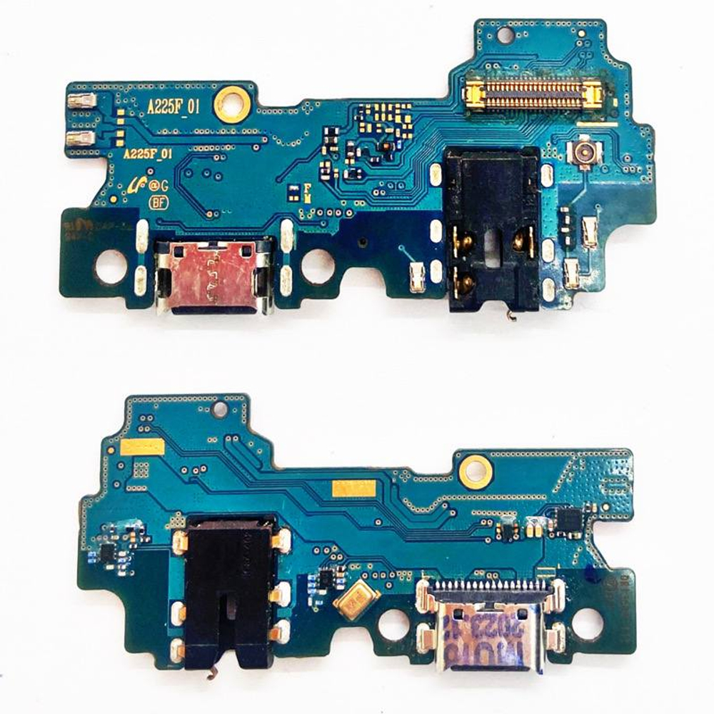 Шлейф для Samsung Galaxy A22 (A225F) плата системный разъем/разъем гарнитуры/микрофон - Премиум