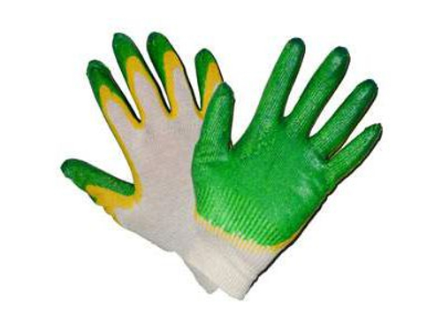 Перчатки х/б латексный двойной облив Зеленые (10шт/уп)(300шт/меш) L