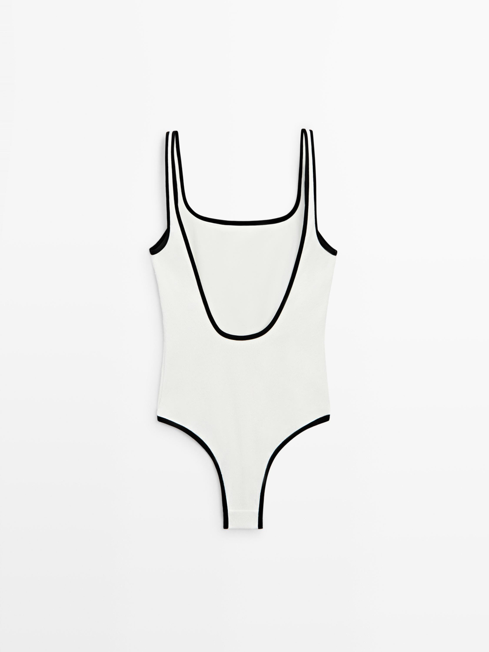 Massimo Dutti Комбинированный купальник из рельефной ткани, белый