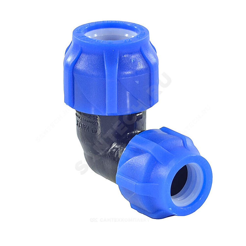 Отвод компрессионный ПЭ переходной Дн 25х20х90гр Ру16 VALFEX 121001222520
