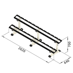 Стойка для профессиональных гантель на 12 пар горизонтальная Серый