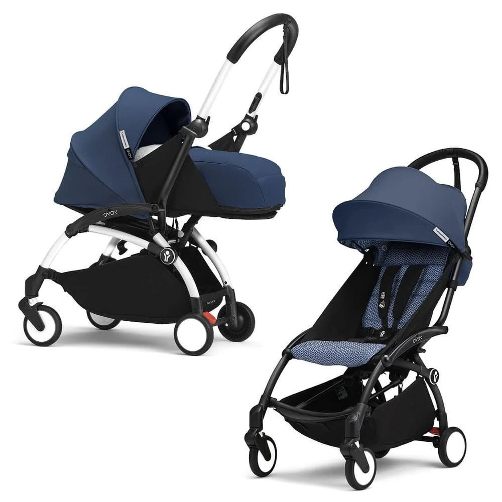 Коляска Stokke YOYO3 Newborn Pack рама белая White 2 в 1 Air France Blue