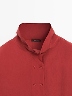 Massimo Dutti Рубашка из 100% шелка с пуговицами, темно-розовый