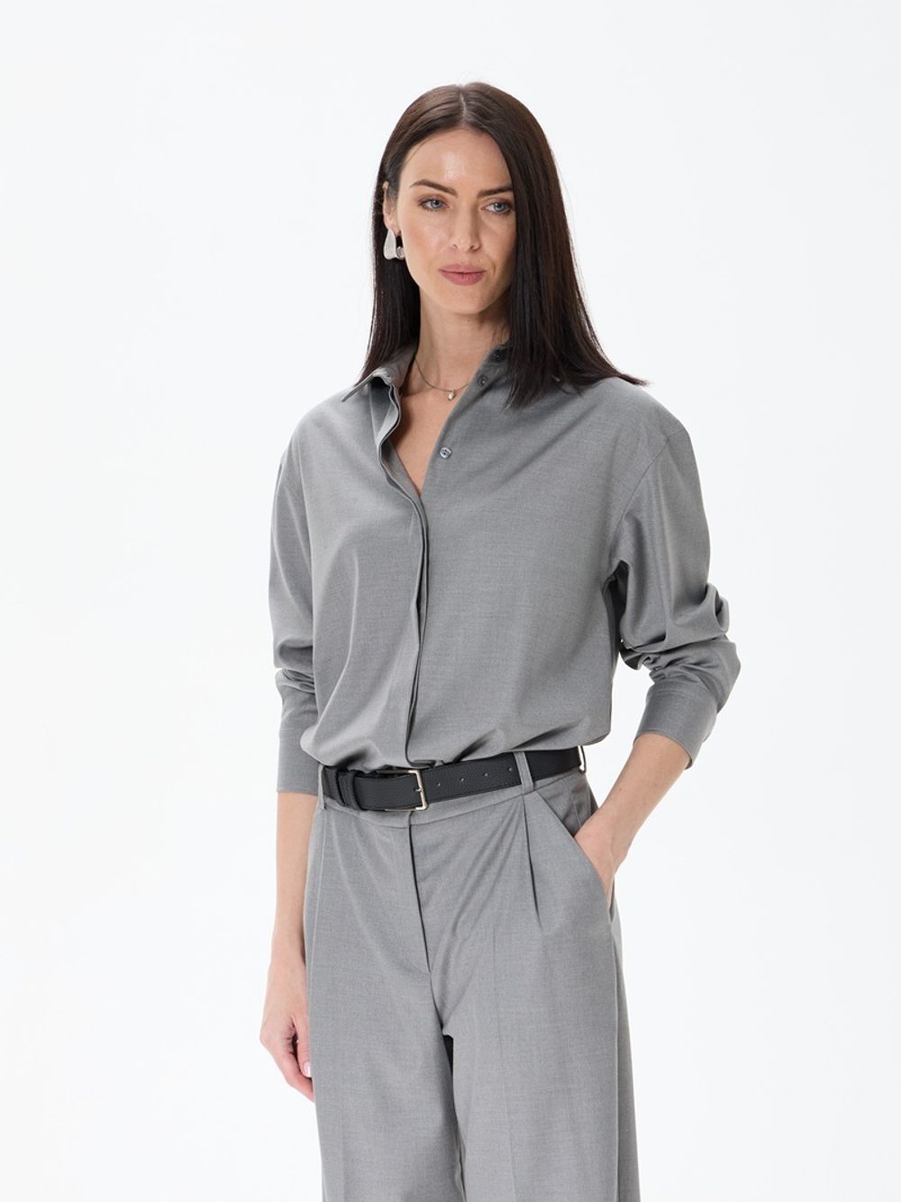 Рубашка Хельсинки серая смесовая шерсть