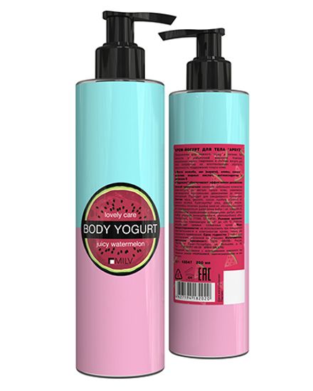 Крем-йогурт двухцветный "Арбуз" 250мл. MILV