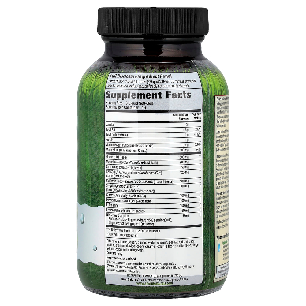 Irwin Naturals, Power to Sleep PM®, без мелатонина, 50 капсул с жидкостью