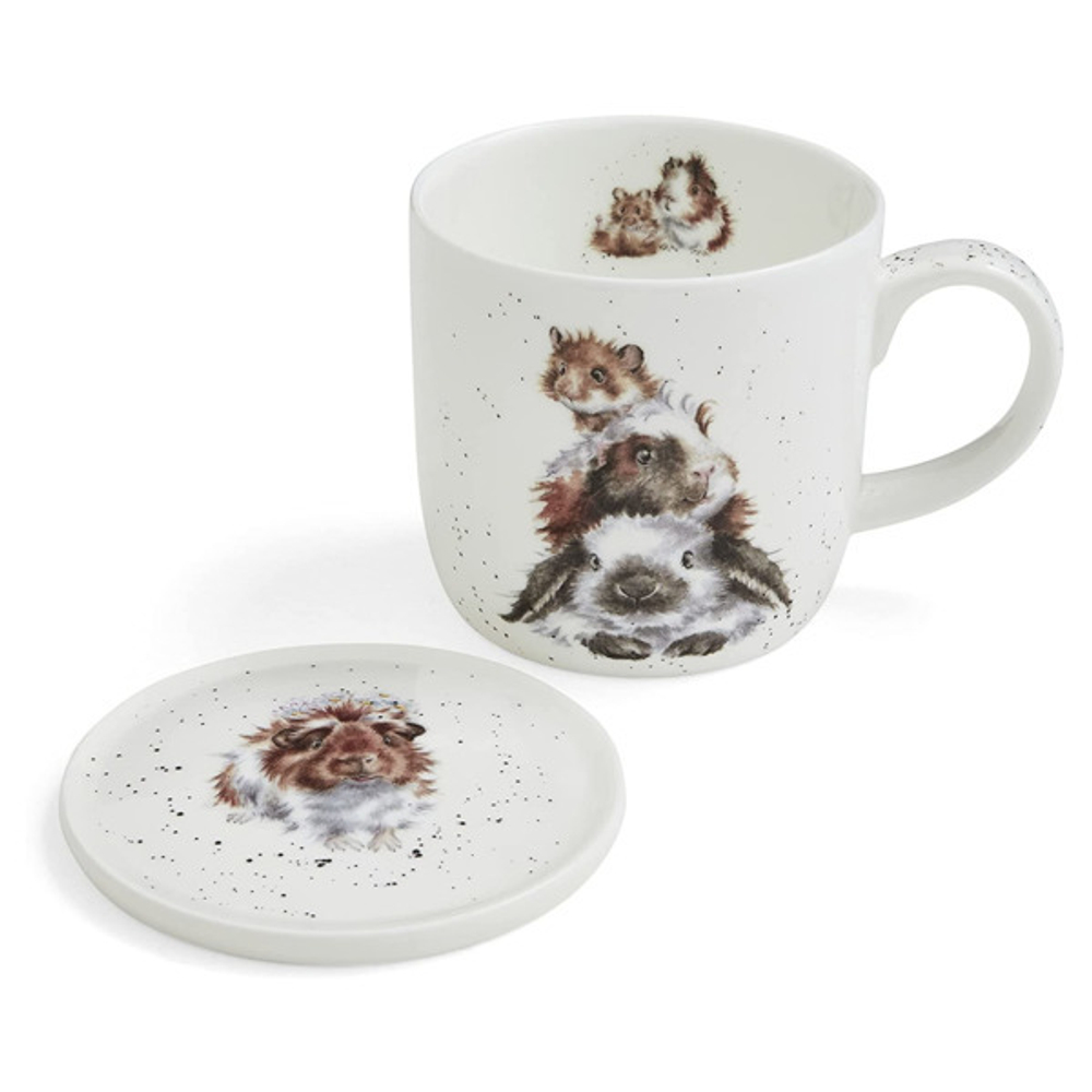 Кружка с подставкой 310мл Royal Worcester Забавная фауна Свинка посередке