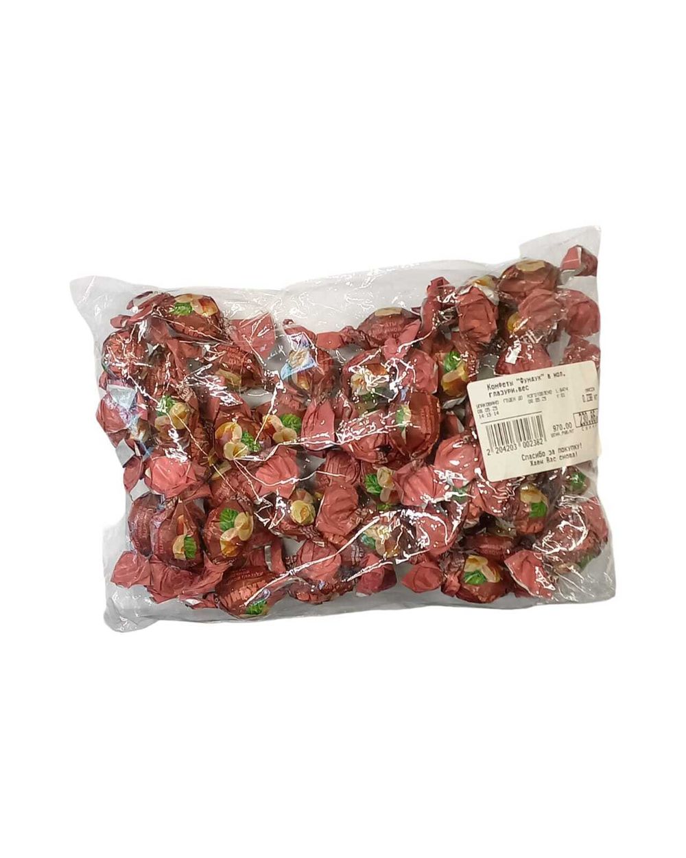 Конфеты "Фундук" в мол. глазури,вес