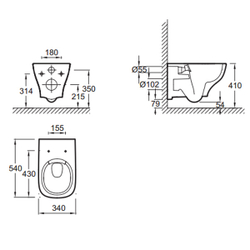 Унитаз подвесной Jacob Delafon Struktura EDF102-00 схема