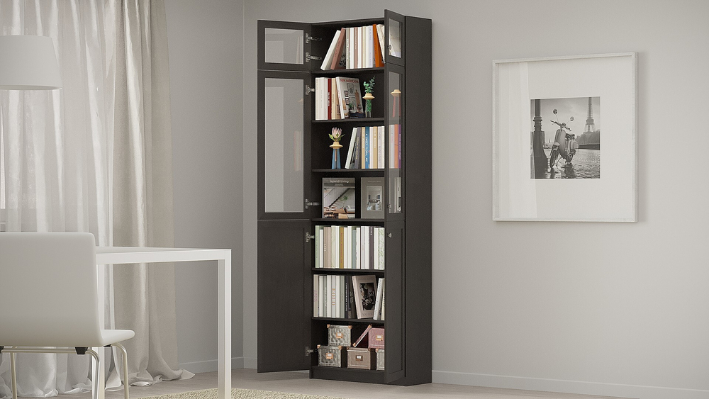 Шкаф книжный Билли 36 Венге Цаво 3354 80*30*237 см, Черный   Фиеста