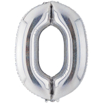 Шар фольгированный Цифра 0 101 см (Серебряный)