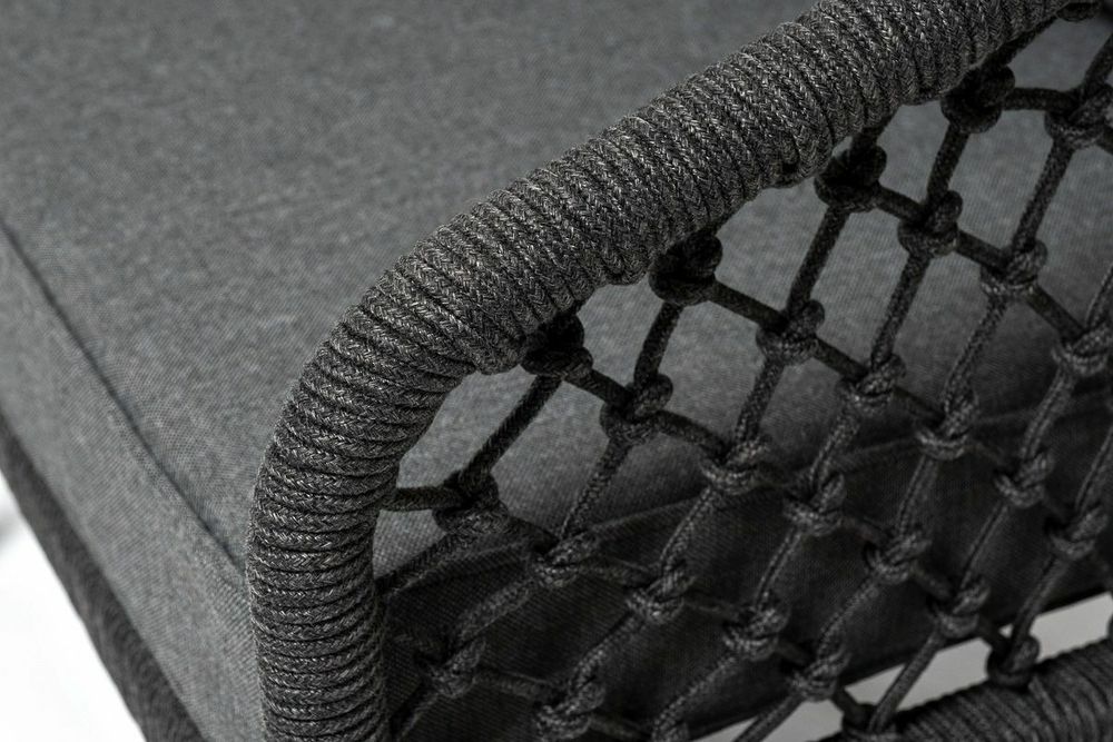 "Канны" лаунж-зона 4-местная из роупа узелкового плетения, каркас алюминий, роуп темно-серый