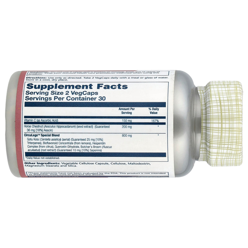 Solaray, CircuLegs с конским каштаном, 60 вегетарианских капсул