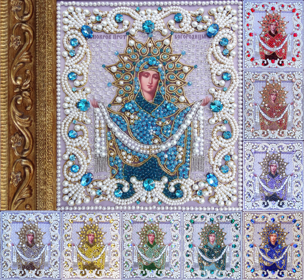 Принт-ЖС10 Ткань с нанесенной авторской схемой Покров Пресвятой Богородицы