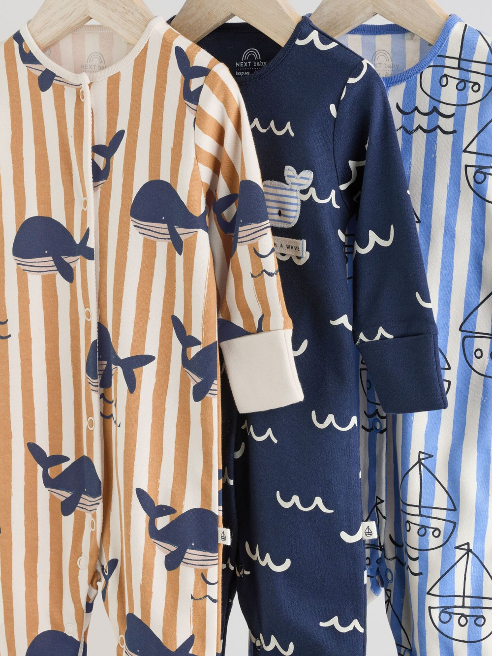 Комбинезон / Cлип для малышей Next E19-568, 3 шт., Голубой, Бежевый, Темно-синий