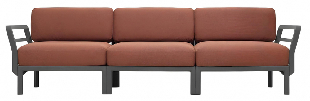 Диван пластиковый с подушками Nardi Maximo 3, базальт, корица