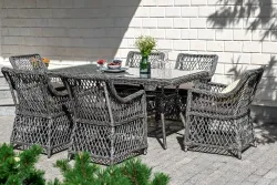 "Латте" обеденная группа плетеная, цвет графит