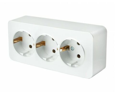 Розетка 3-местная с заземлением открытой установки, 250В, 16А, IP20, серия София, белый, MST16-13-01, STEKKER 49306