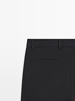 Massimo Dutti Хлопковые брюки с вытачками, темно-синий