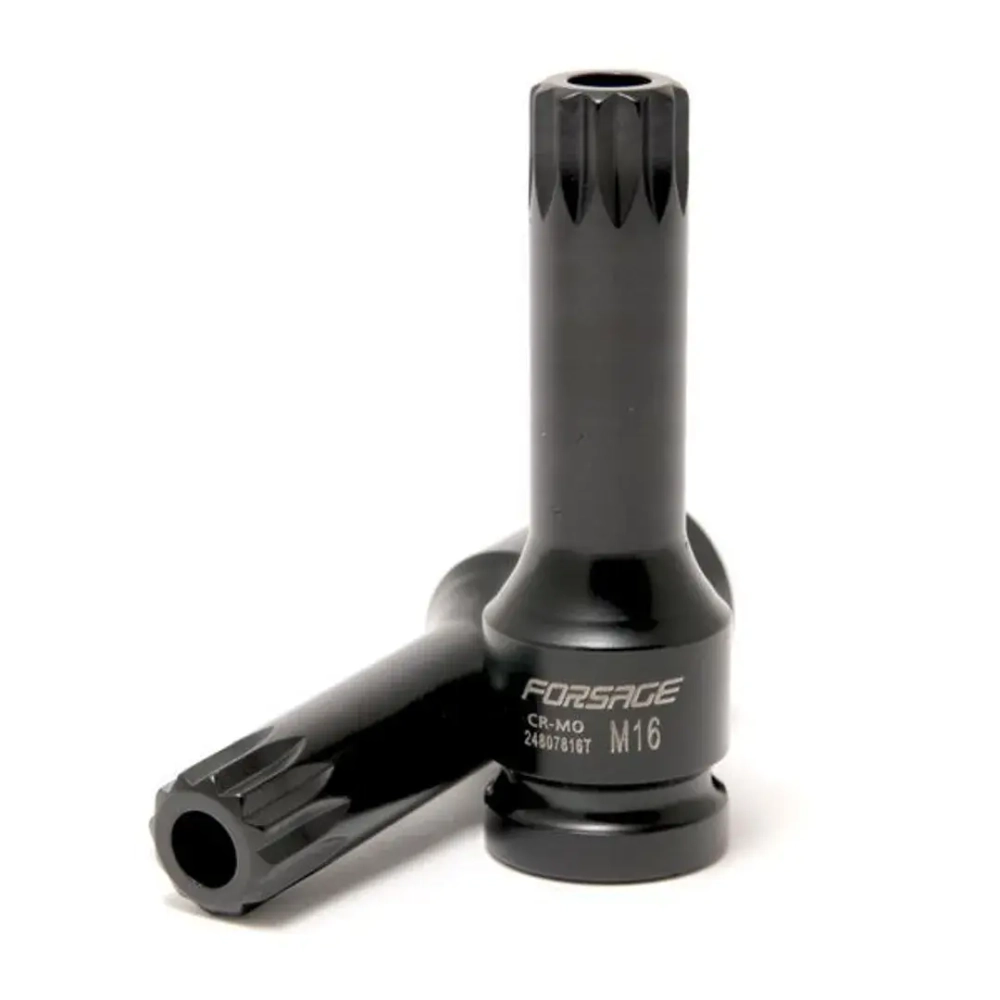 Головка-бита SPLINE глубокая ударная1/2'', M14 с отверстием Forsage F-24807814T