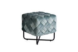 Пуф из плетеного велюра 44x43x43см Garda Decor мятный на металлических опорах
