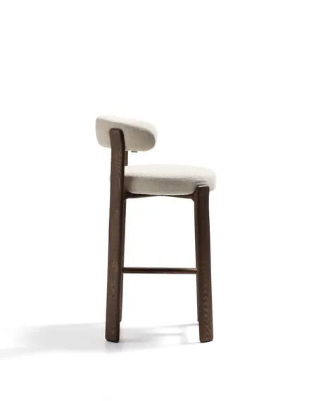 Барный стул Granite 75 см, бежевый шенилл, массив ясеня цвете орех