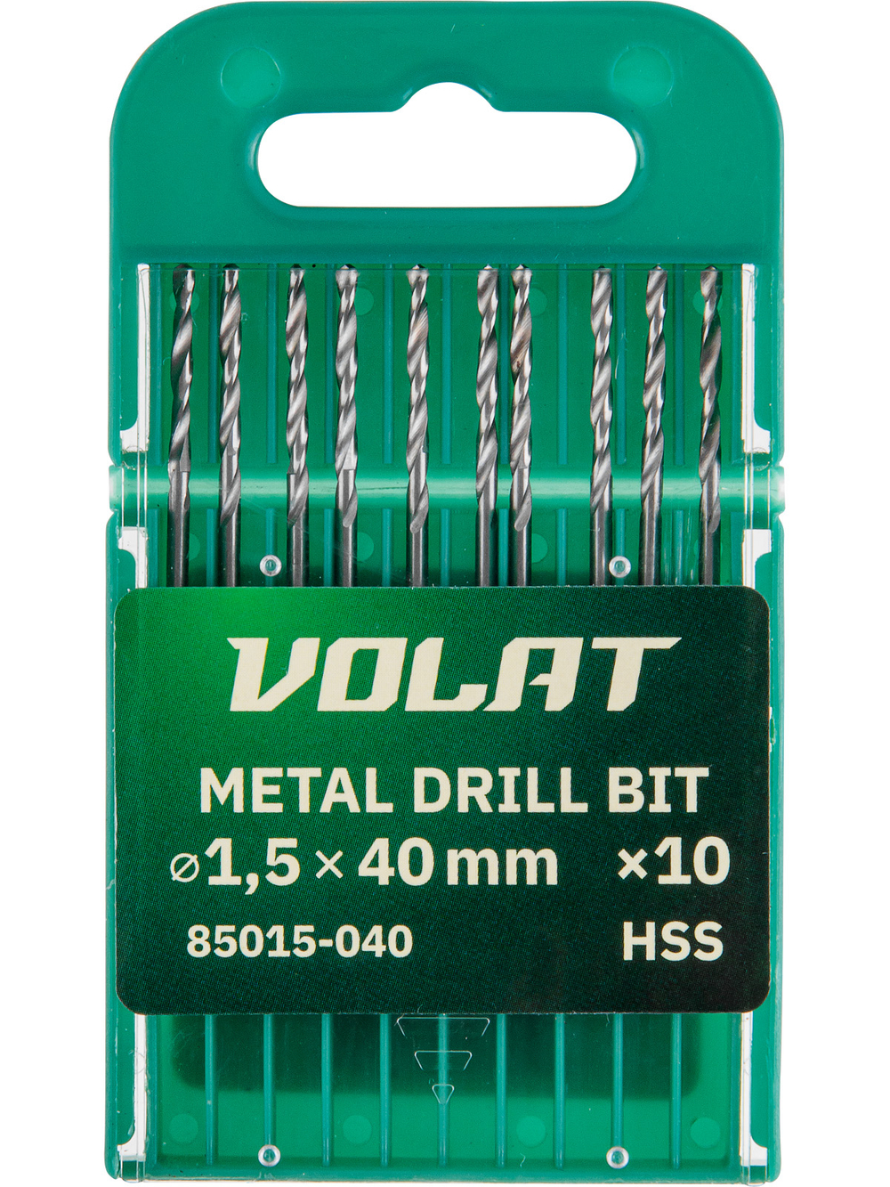 Сверло по металлу ц/х 1.5х18х40 мм HSS, комплект из 10-ти шт ВОЛАТ