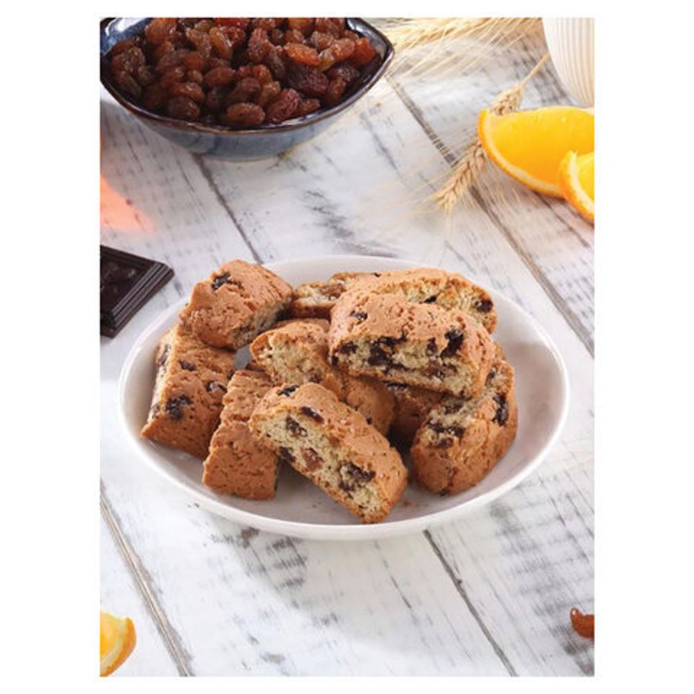 Печенье ХЛЕБНЫЙ СПАС "Итальянское" с шоколадом, апельсиновым вкусом и изюмом, 320 г, пакет, 00-2226521