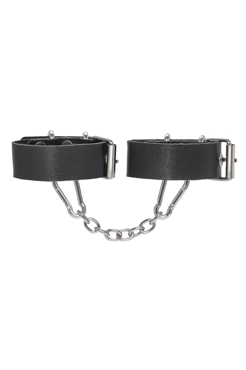 Наручники-браслеты из одного ремешка с люверсами натуральная кожа чёрные