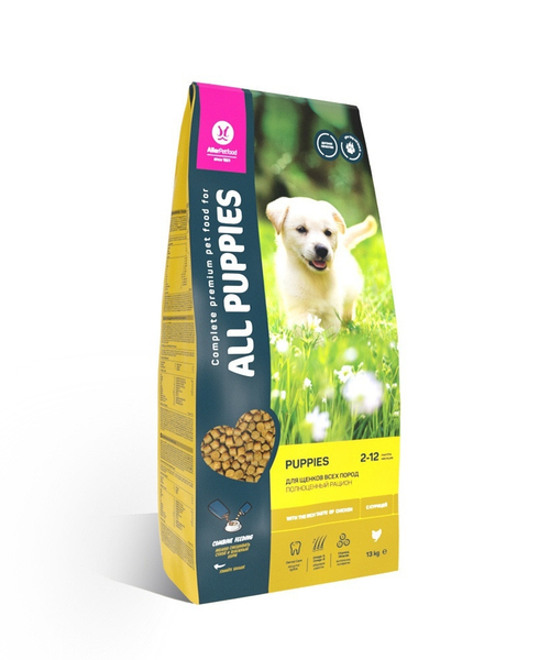 Сухой корм All Puppies  для щенков, с курицей, 13 кг