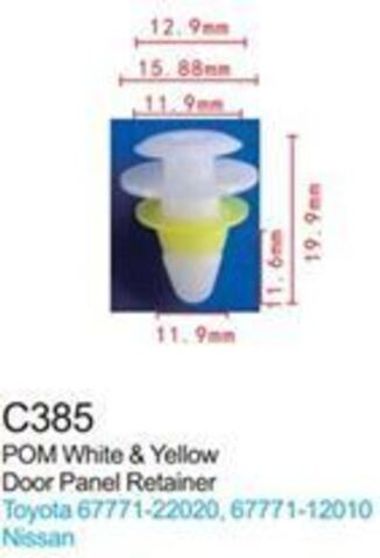 Клипса для крепления внутренней обшивки а/м Тойота пластиковая (100шт/уп.) Forsage клипса C0385(Toyota)